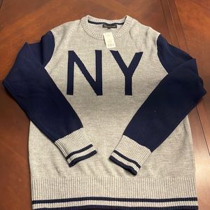 Banana Republic Gray and Navy Crewneck Sweater